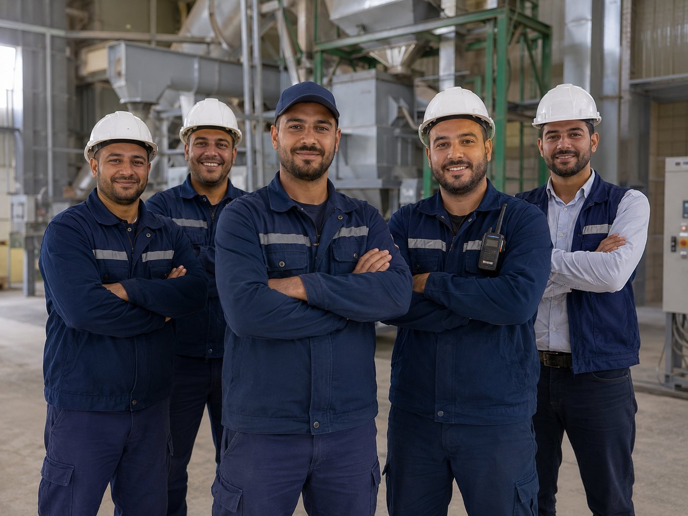 Équipe de production dans une usine industrielle